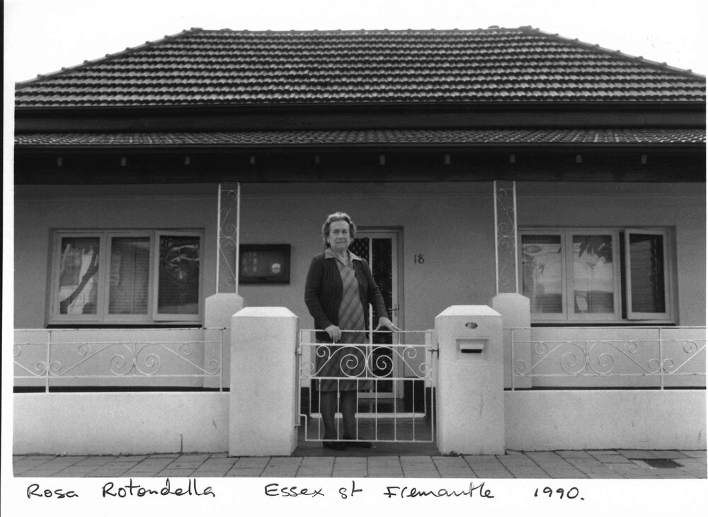Rosa Rotondella outside her house at 18 Essex Street, Fremantle