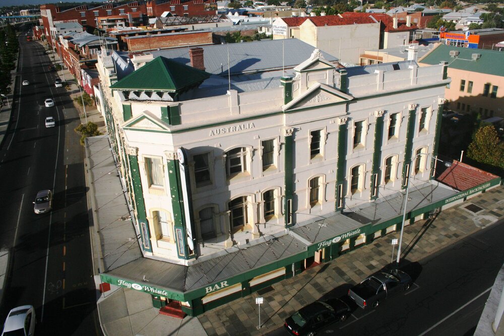 View of the Australia Hotel, corner of Beach and Parry Streets.