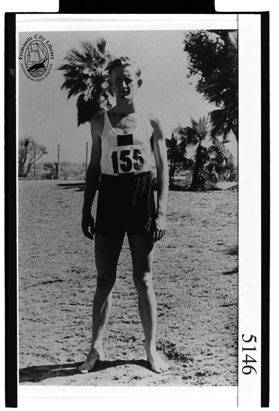 Jim McGowan competing in athletics at Leederville Oval