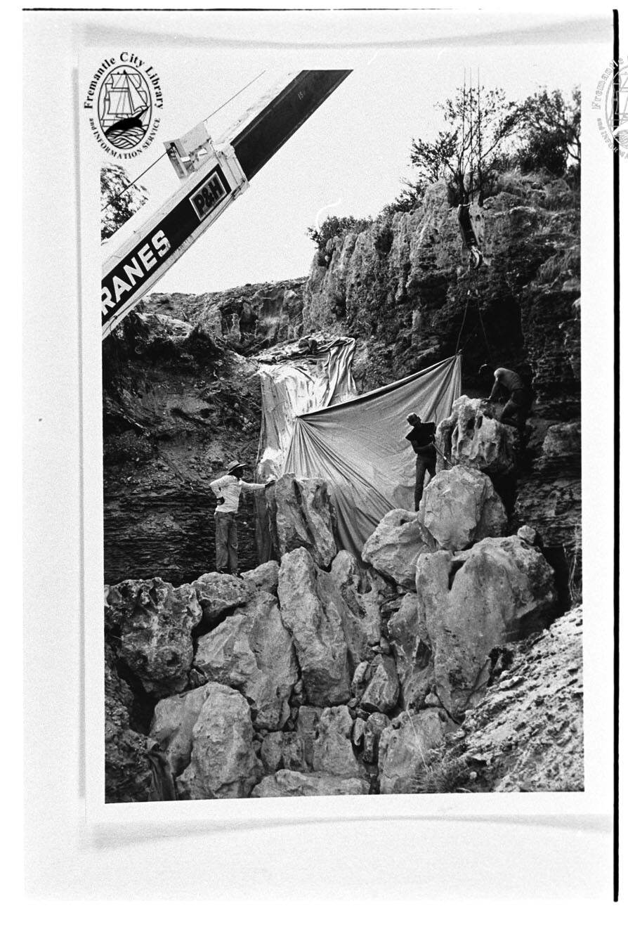 Construction of the Bicentennial Falls at Riverside Road in East Fremantle.