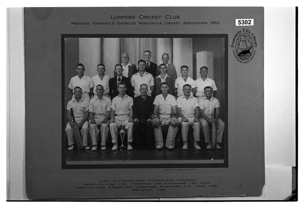 Lumpers' Cricket Club, Premiers Fremantle Districts Mercantile Cricket Association, 1952