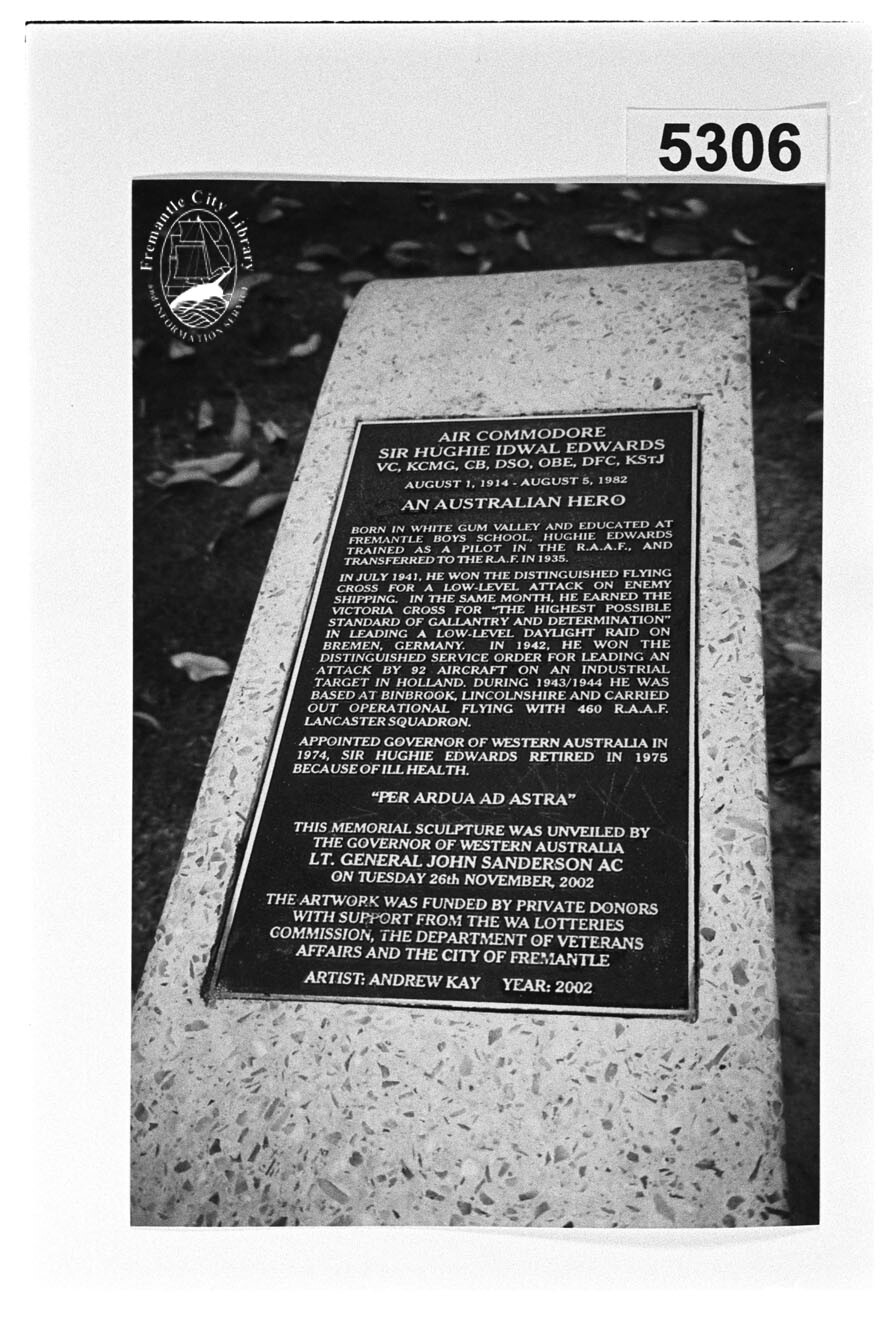 Plaque at Hughie Edwards Statue