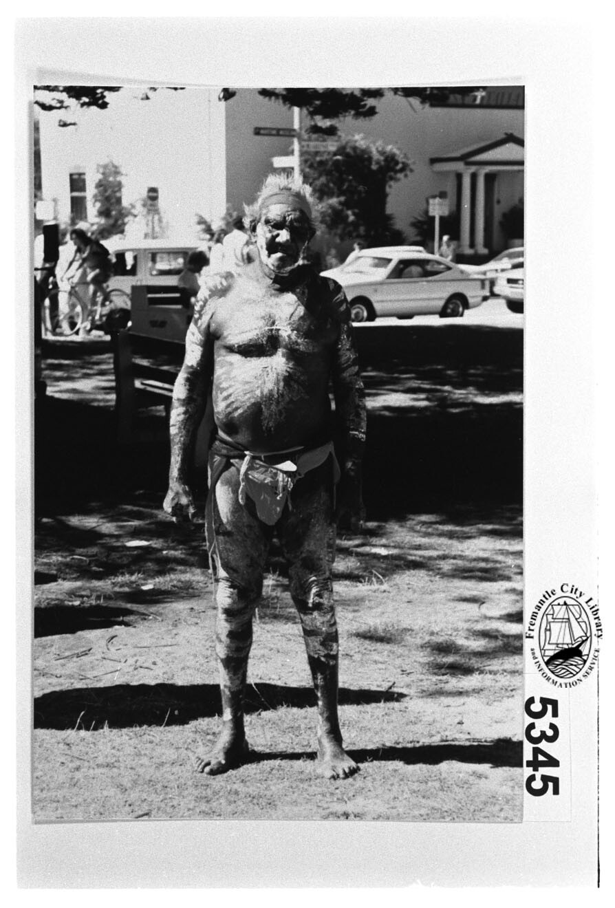 Aborigine in traditional dress during Gemellagio Festival.