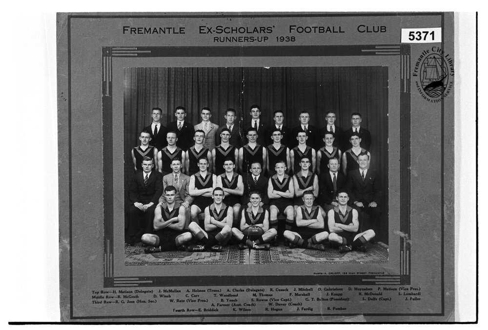 Fremantle Ex-Scholars Football Club Runners-up 1938