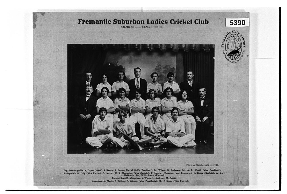 Fremantle Suburban Ladies Cricket Club - Premiers - Season 1930-31