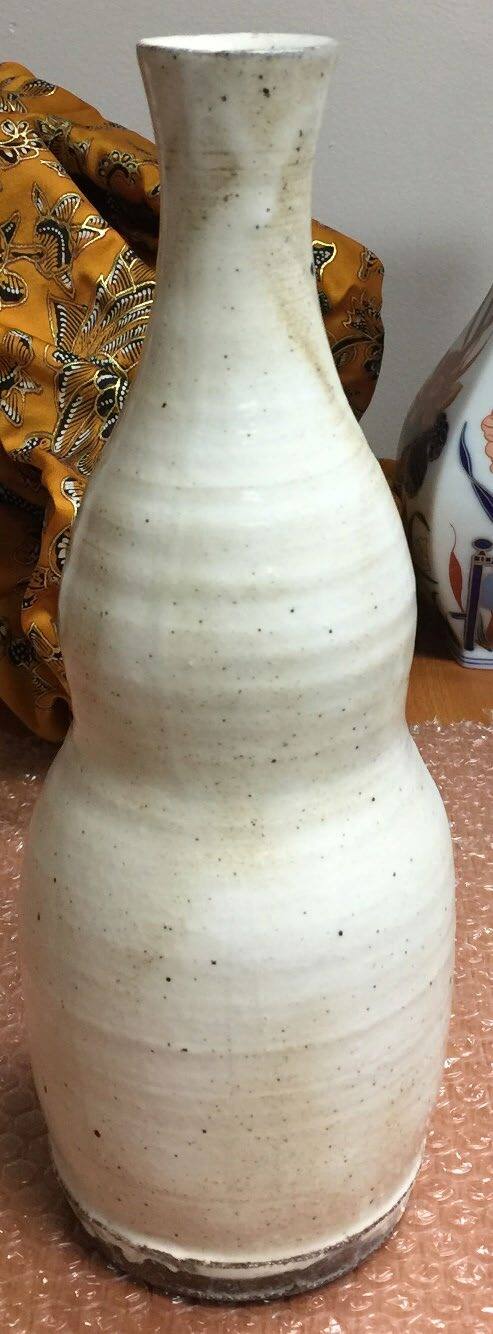 Japanese White Ceramic Saki Jug