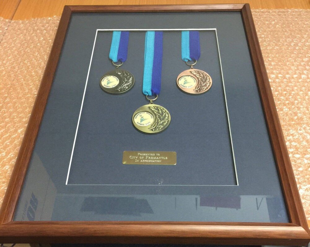 Masters Games medals 2001 - Framed