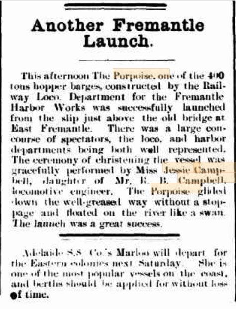 Porpoise launch - article