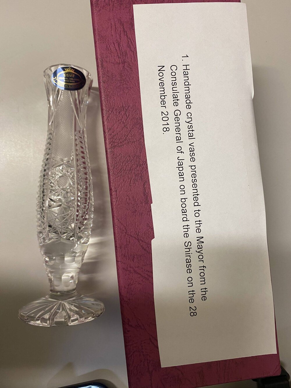 Japanese crystal vase - Ambassador of Japan