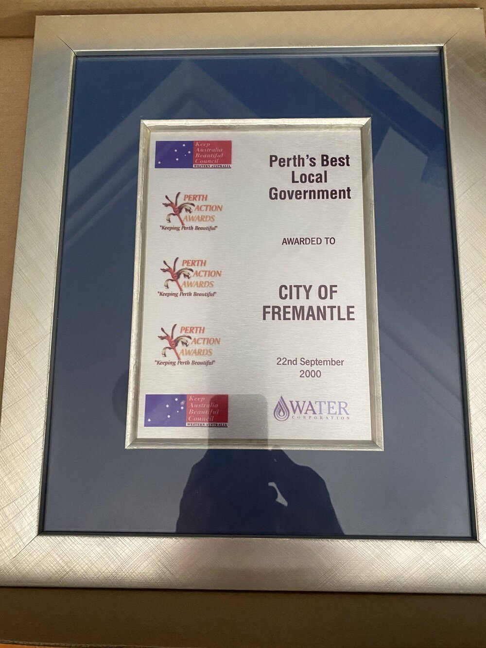Framed Certificate - Water Award