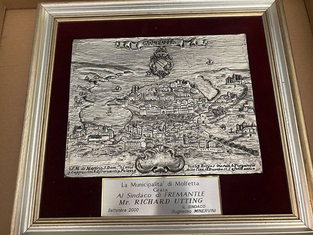 Sister City - Framed Molfetta silver engraving