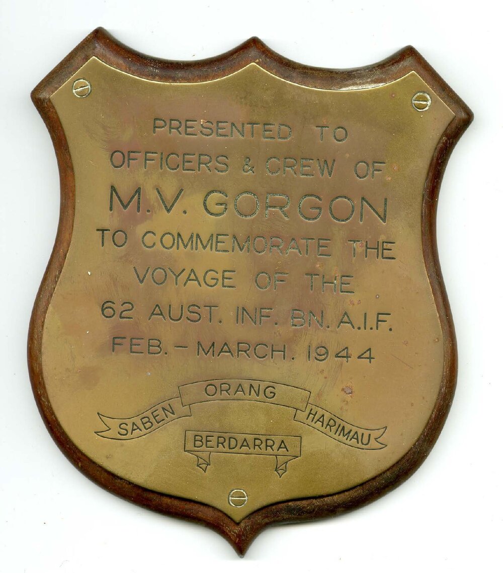 Plaque - MV Gorgon