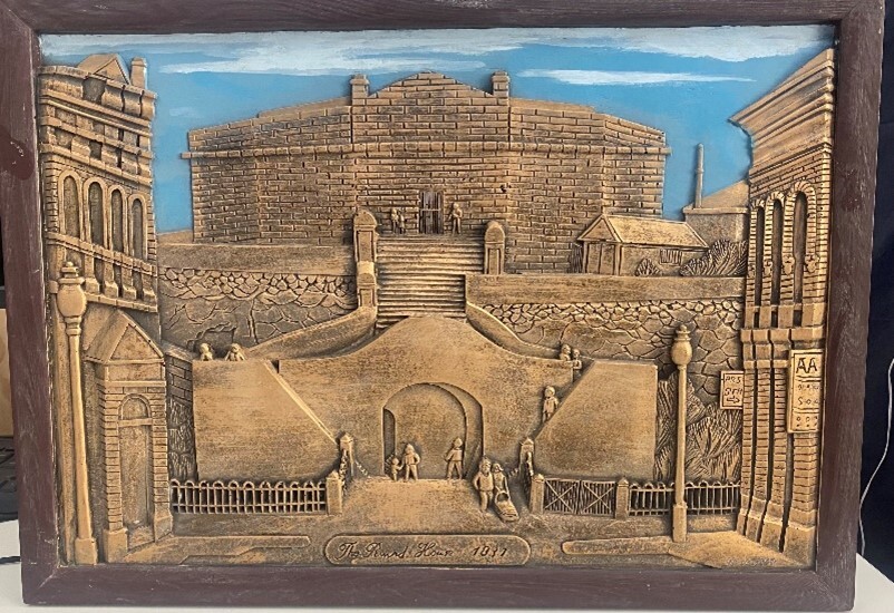 Framed metallic engraving of Round House