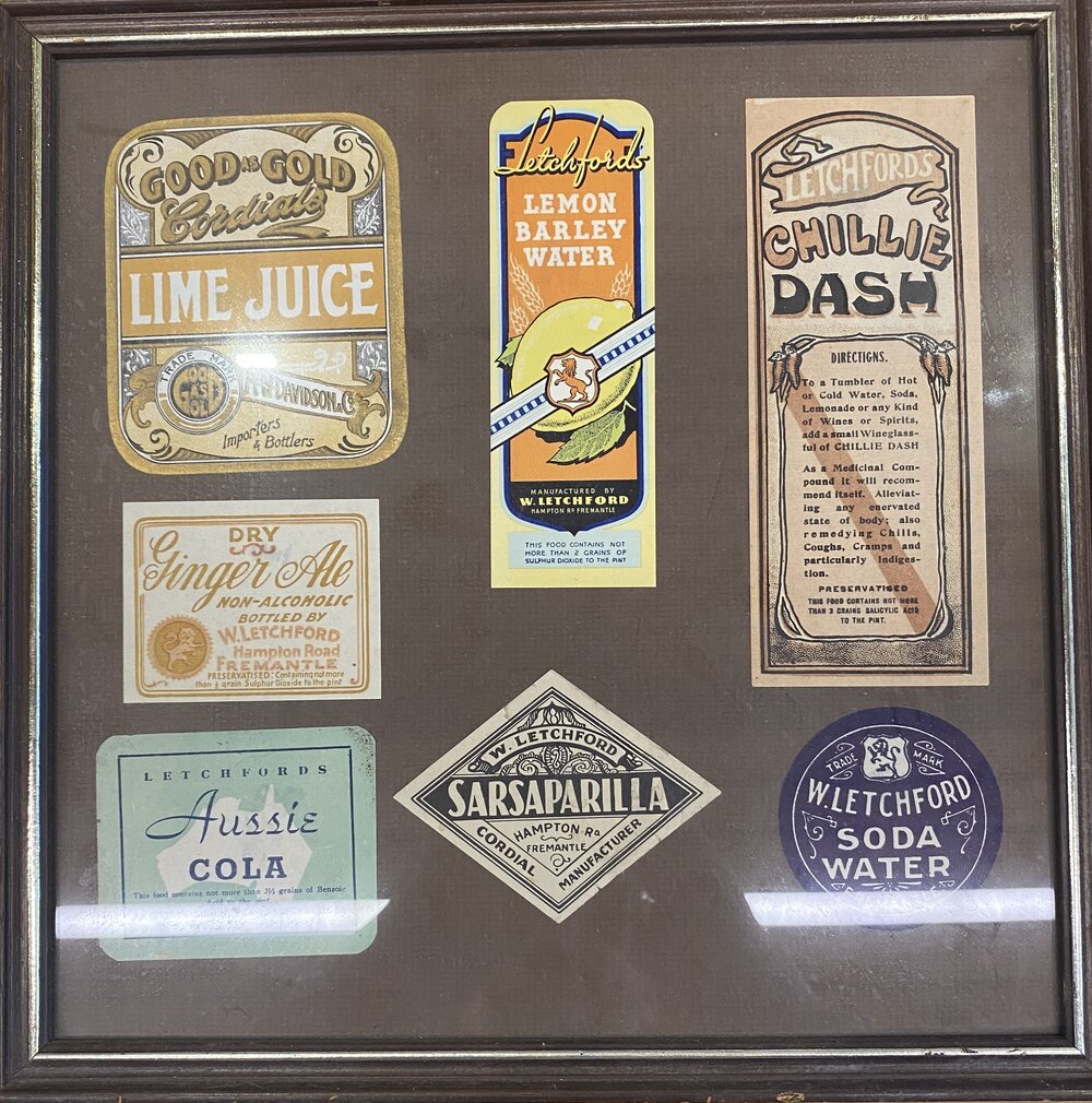Framed Item - Historic Fremantle Business Brand Labels