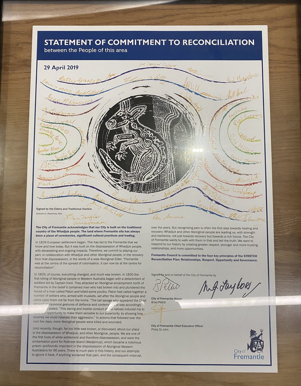 Framed item &ndash; Statement of Commitment to Reconciliation