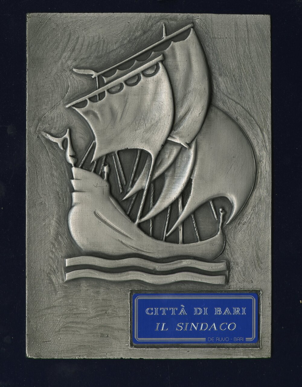 Sister City - Silver Plaque - "Citta Di Bari Il Sindaco"