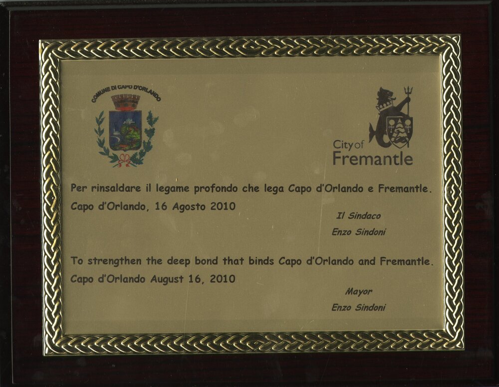Sister City - Capo D'Orlando - Plaque