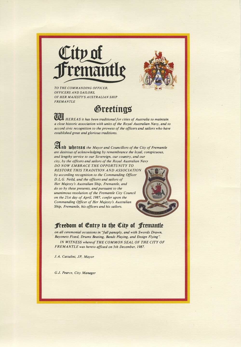 HMAS Fremantle - Freedom of Entry