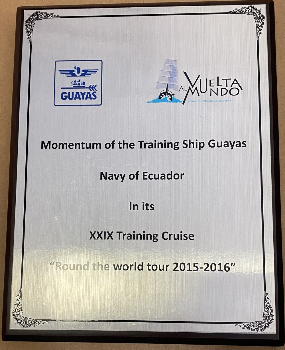 Tall Ships Plaque - Training Ship Guayas
