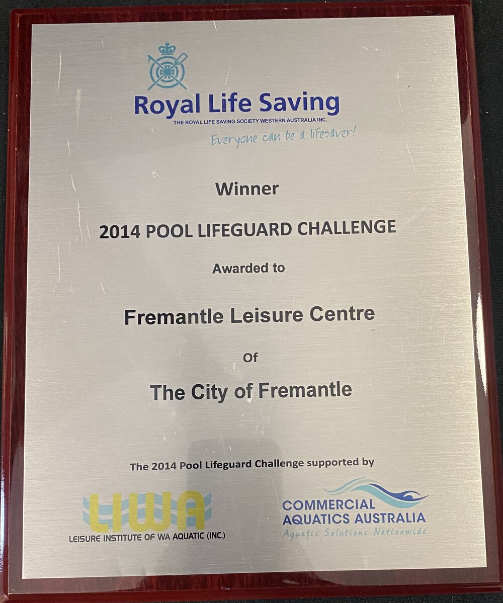 Royal Lifesaving Plaque - Fremantle Leisure Centre