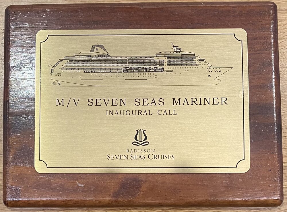 Cruise Ship Plaque - M/V Seven Seas Mariner Inaugural Call