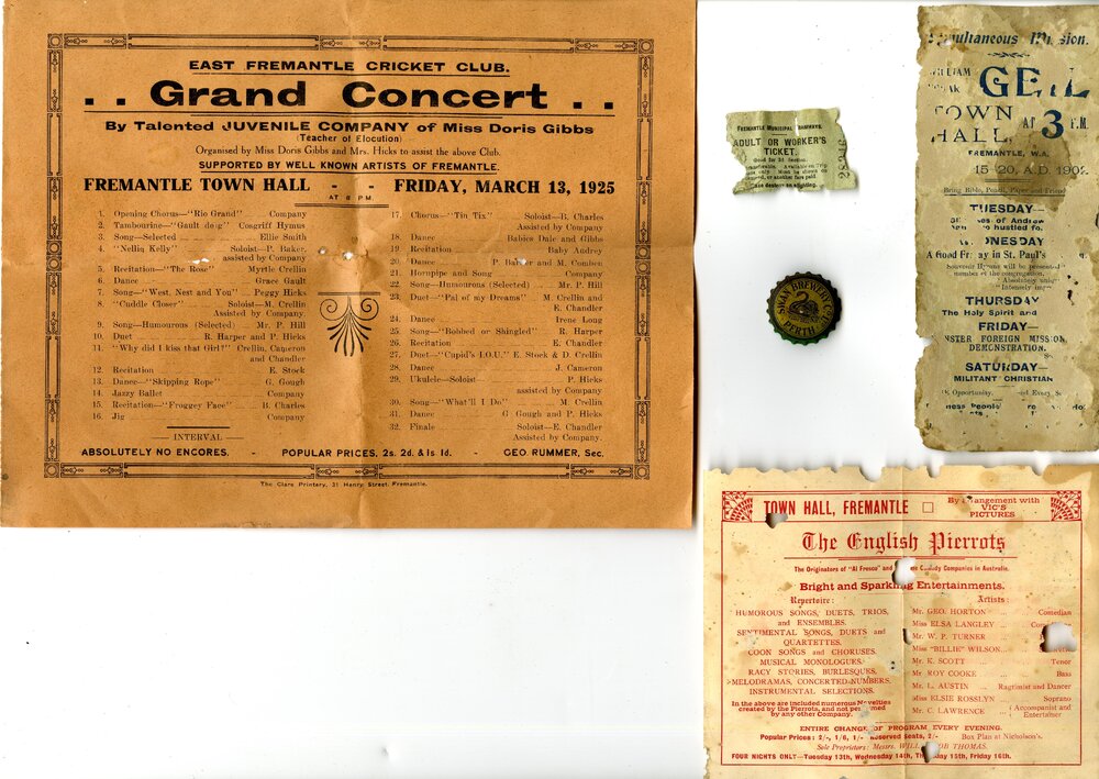 Various items recovered from under floorboard of the Fremantle Town Hall during balcony works 2024