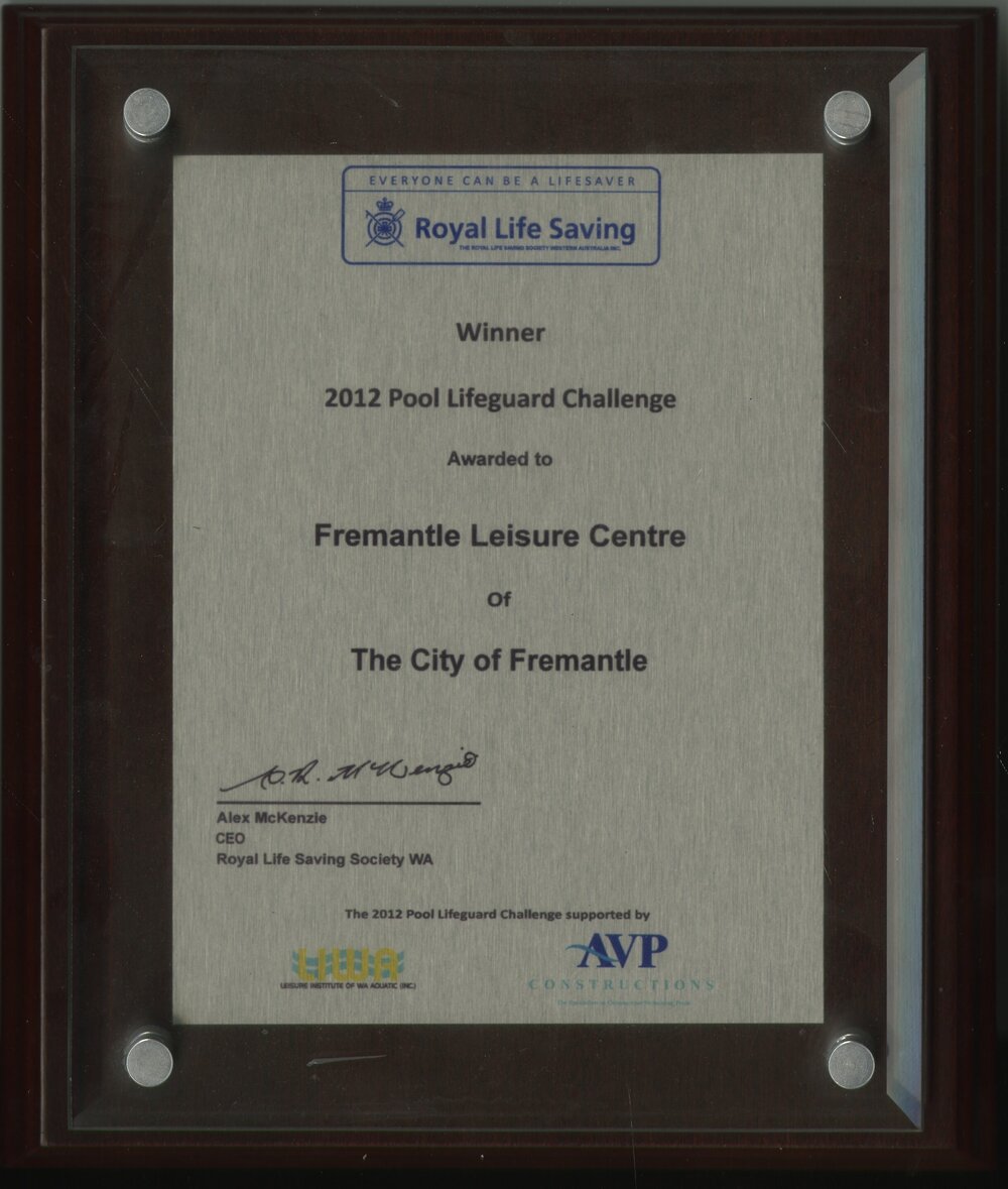 Plaque - Royal Lifesaving - Fremantle Leisure Centre