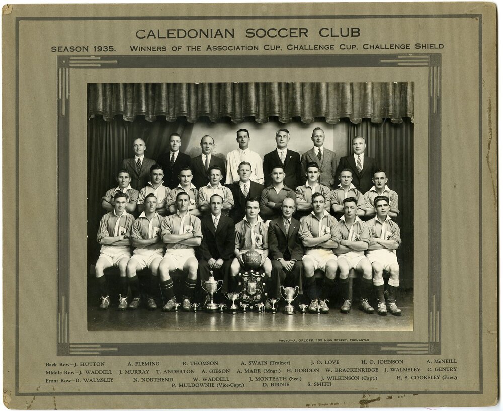 Caledonian Soccer Club. 1935 Season. Winners of the Association Cup,Challenge Cup, Challenge Shield