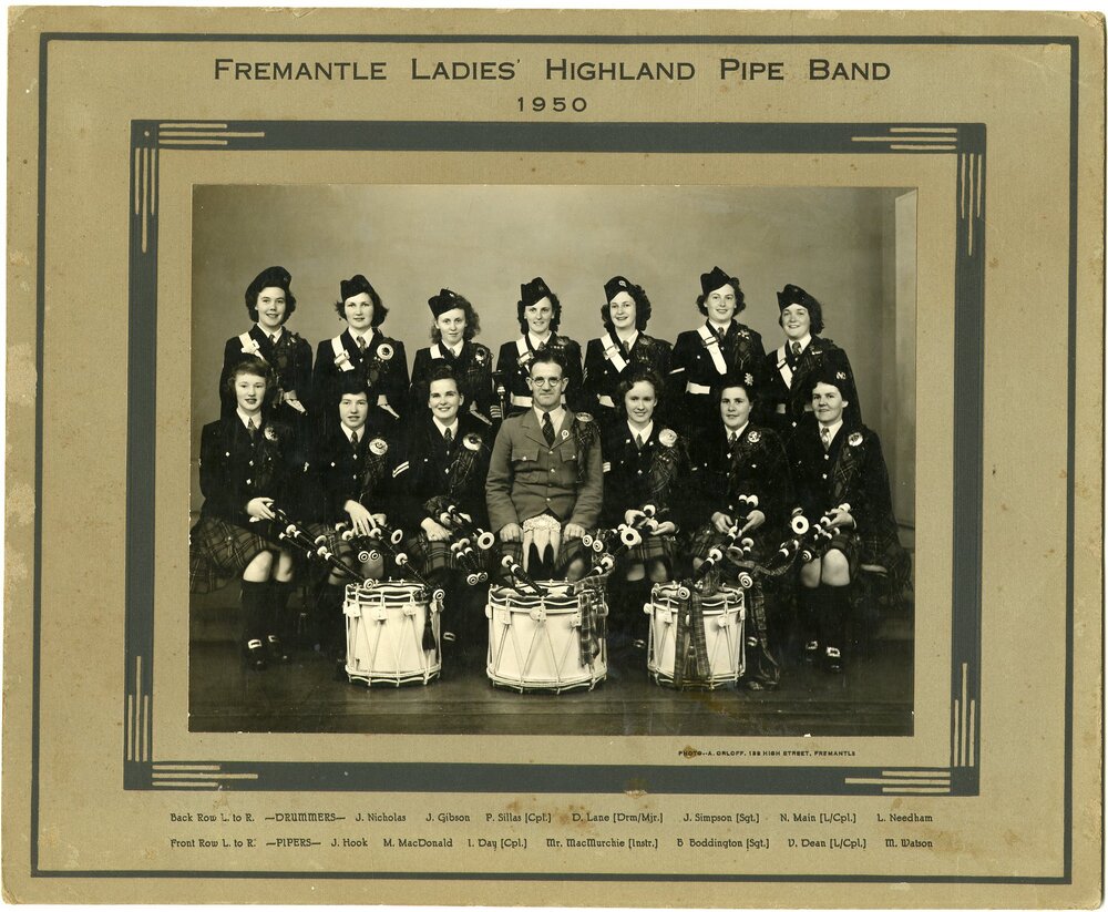Fremantle Ladies Highland Pipe Band. 1950