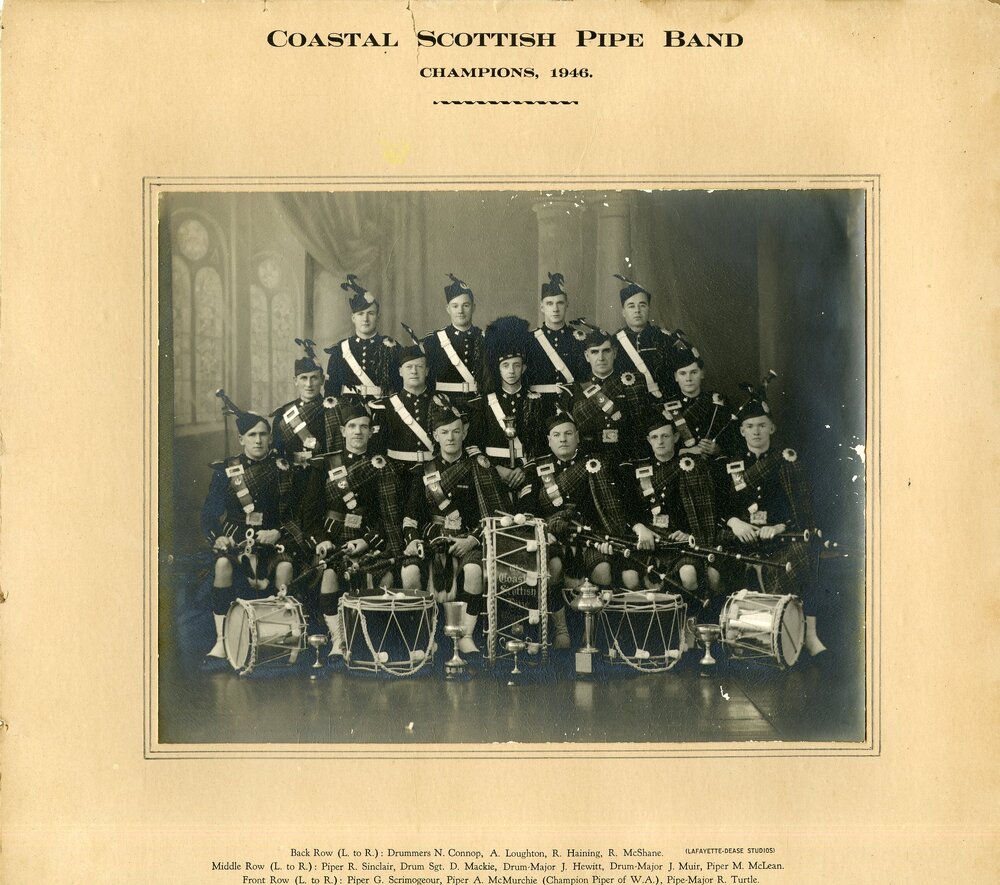 Coastal Scottish Pipe Band. Champions. 1946