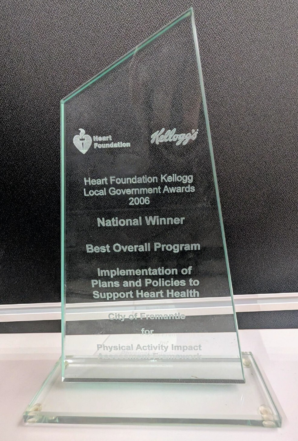 Plaque - Heart Foundation Kellogg&rsquo;s Local Government Awards