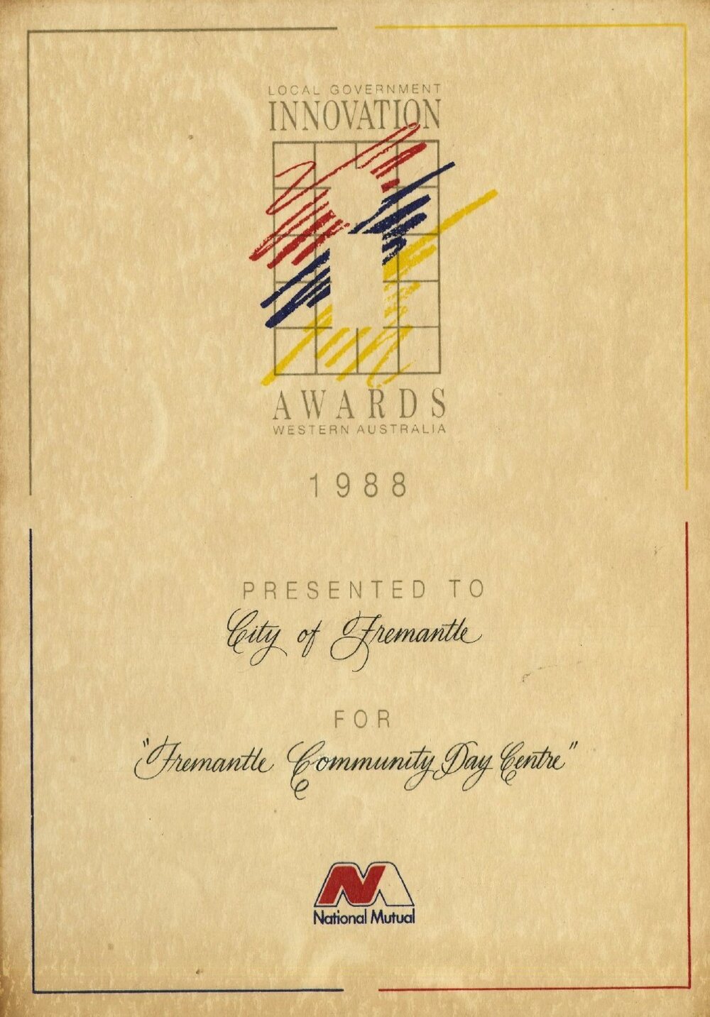 Certificate - Local Government Innovation Awards 1988