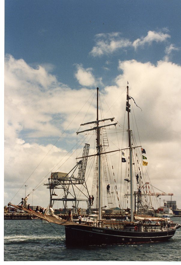 Departure of the re-enactment fleet for the 200th Anniversary of arrival of the First Fleet in 1788.