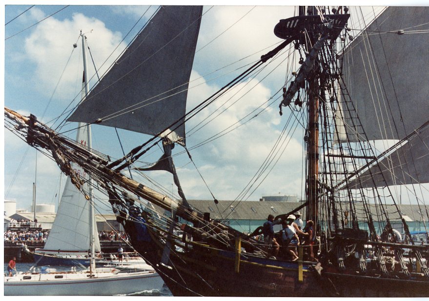 Departure of the re-enactment fleet for the 200th Anniversary of arrival of the First Fleet in 1788.