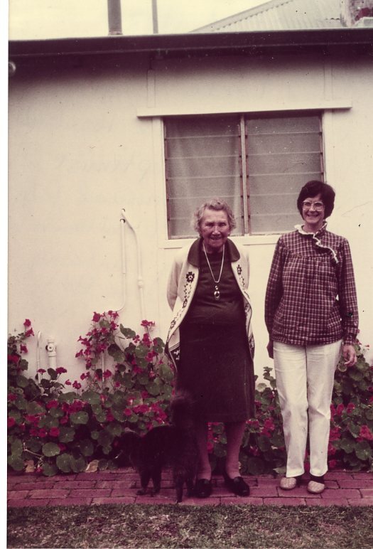 Glad Locke (Left) East Fremantle resident longtime Soroptimist. She held an annual fete at her home "Woodlawn' 208 Canning Highway (Now 20 Osborne Road). Betty McGeever (Right) fellow Soroptimist and Fremantle City Librarian. Photo taken Sept/Oct 1982.