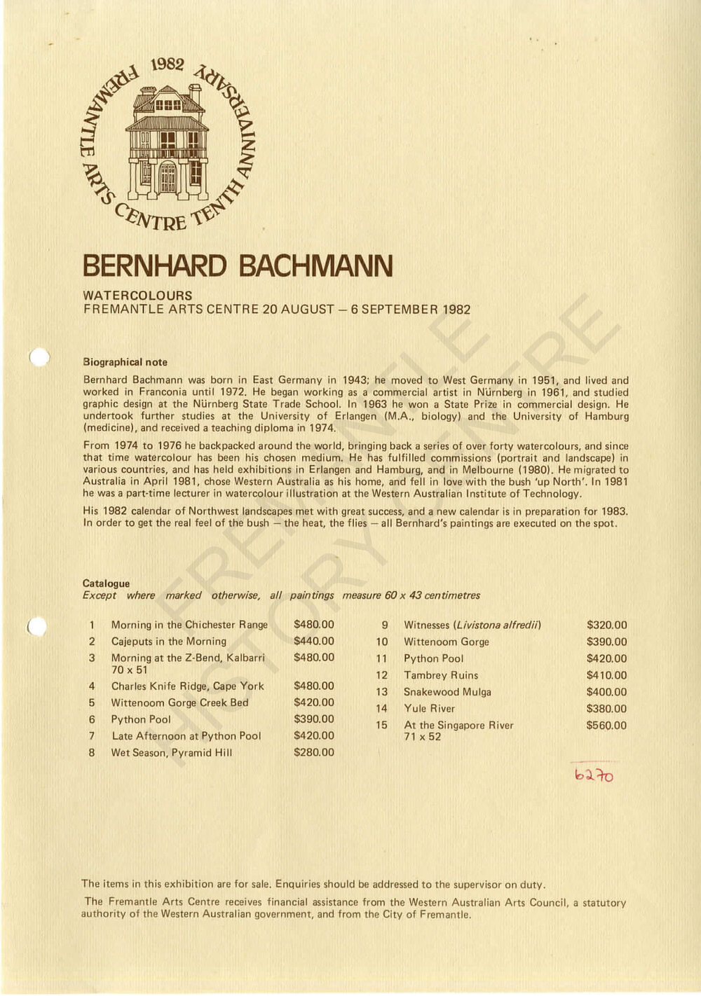 Bernard Bachmann watercolours 