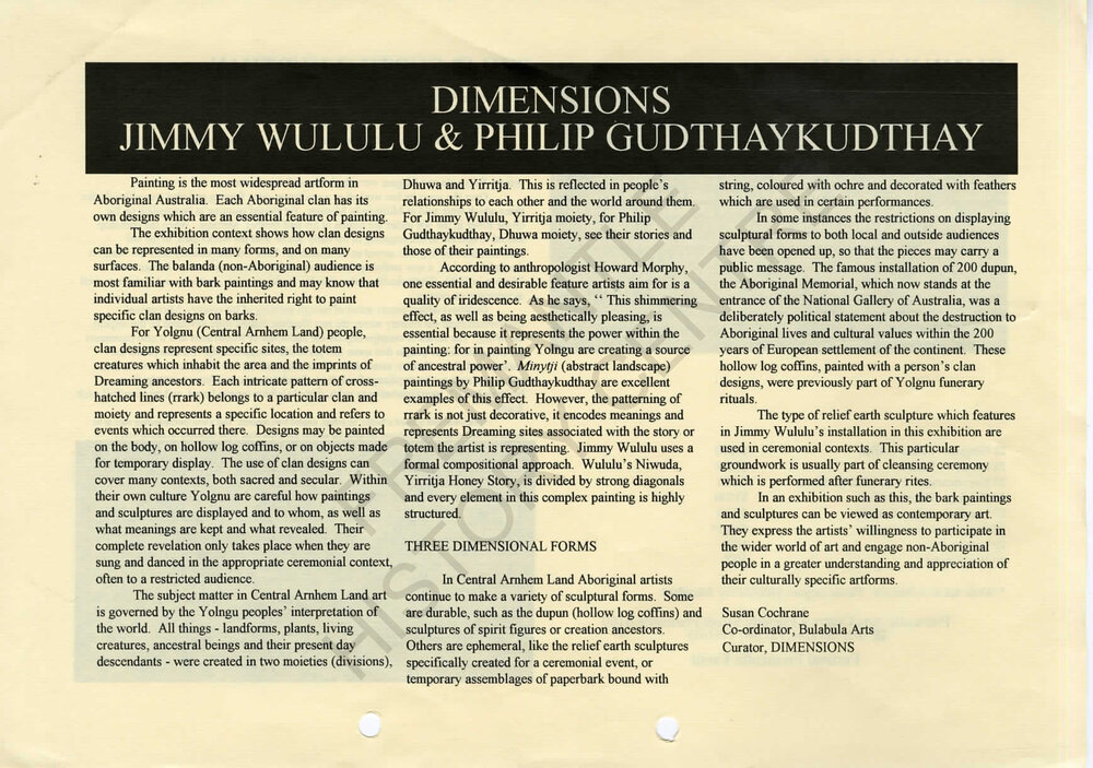Dimensions - Jimmy Wululu &amp; Phillip Gudthaykudthay