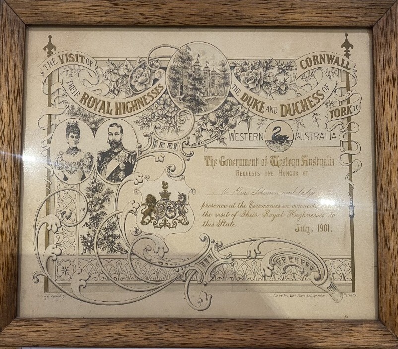 Elias Solomon Framed Invitation - WA Government
