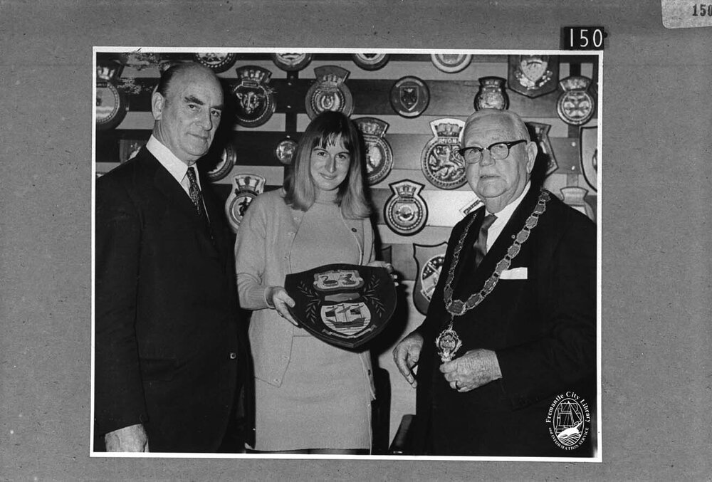 Presentation of Marquetry Shield from Borough of Weymouth by the Premier Hon. John Tonkin.