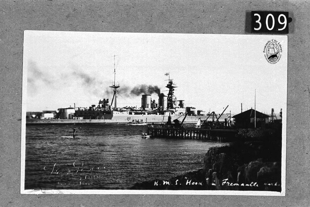 H.M.S. Hood in Fremantle Harbour (Victoria Quay)
