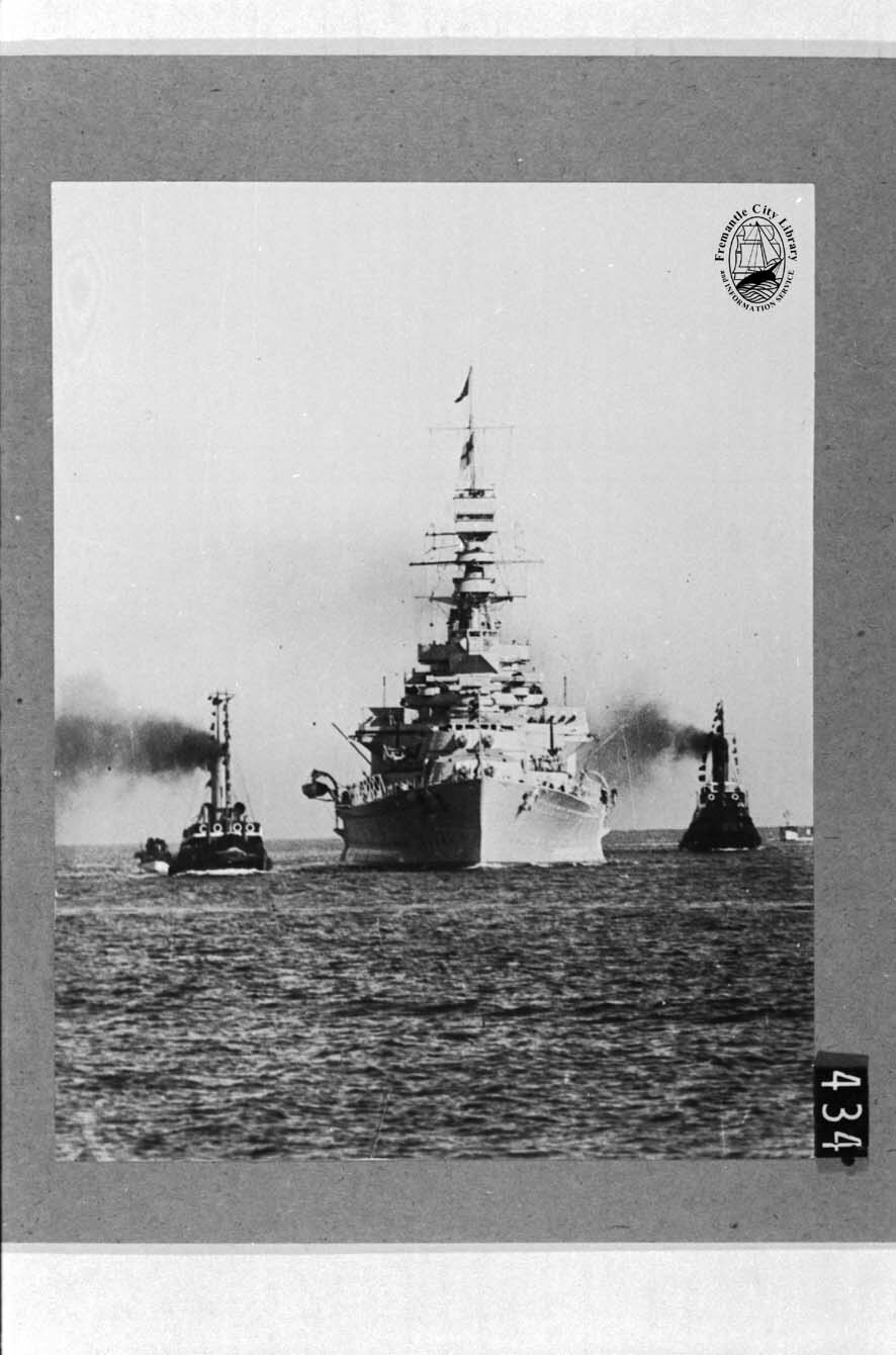 H.M.S. Hood showing the flag