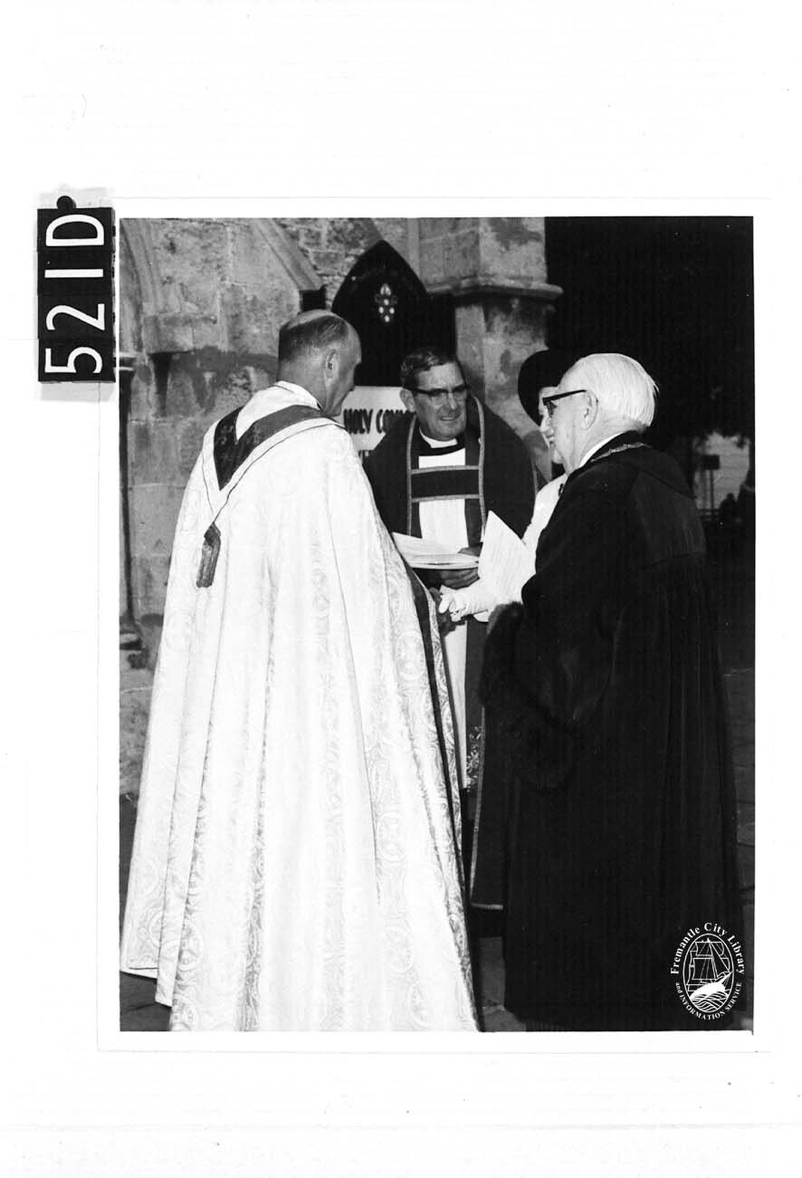 The Rev. Father J. Burke, O.M.I. representing the Roman Catholic Church in Fremantle, was presented to the Mayor and Mayoress