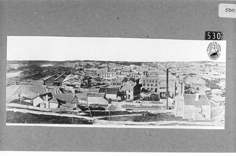 View of Railway Yards and eastwards over the city from the Lighthouse, Arthur Head
