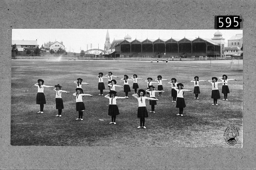 School girls gymnastic demonstration at Fremantle Oval
