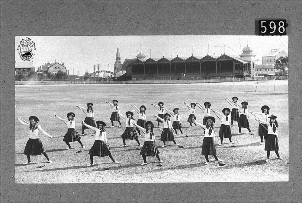 School girls gymnastic demonstration at Fremantle Oval