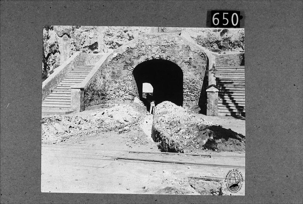 Laying electric cable from the Power House to the Car Barn