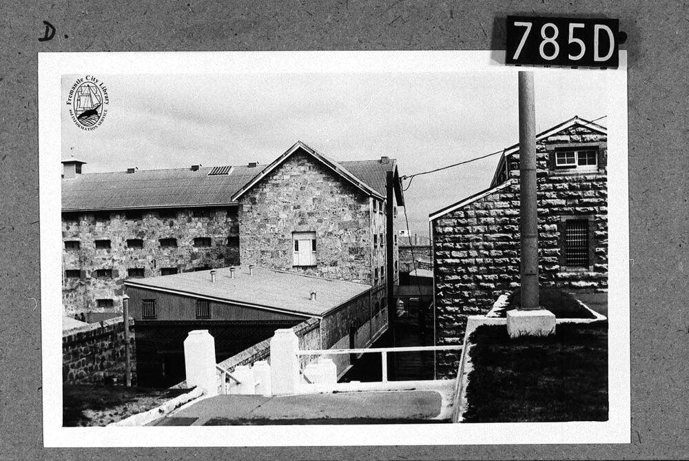Steps leading from the hospital to the front of the prison