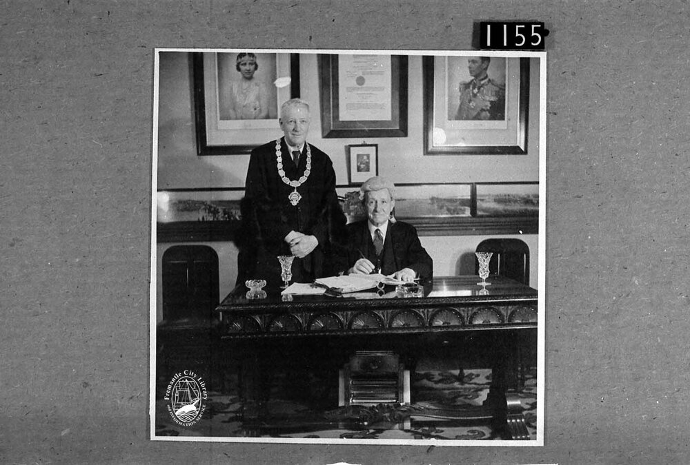Mayor Frank Gibson and Town Clerk, James Shepherd
