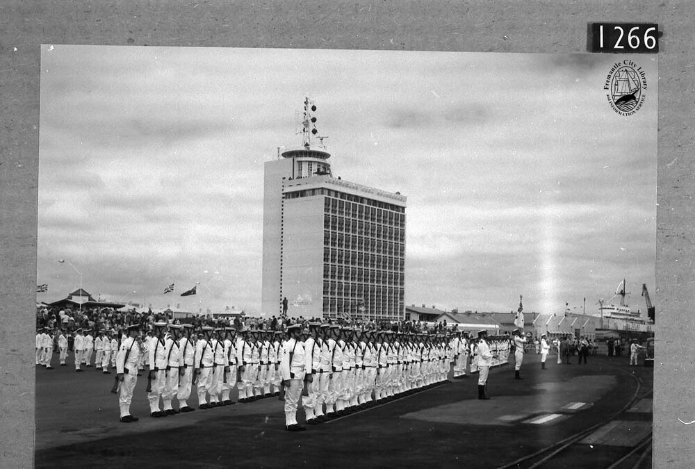Junior recruits from H M A S Leeuwin welcome Her Majesty Queen Elizabeth II