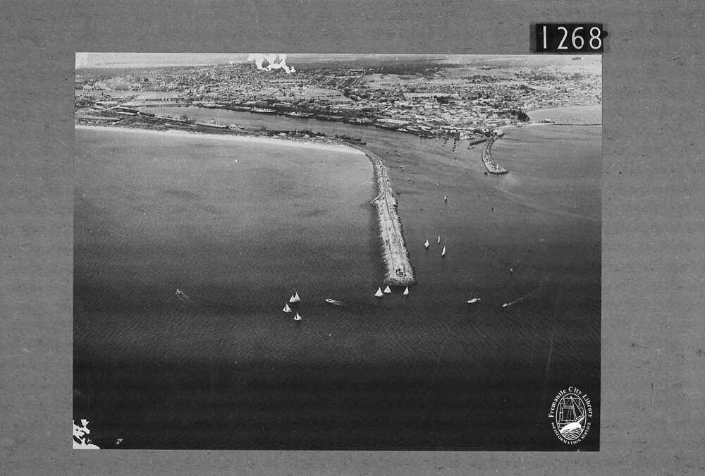 Aerial view of approaches to Fremantle Harbour